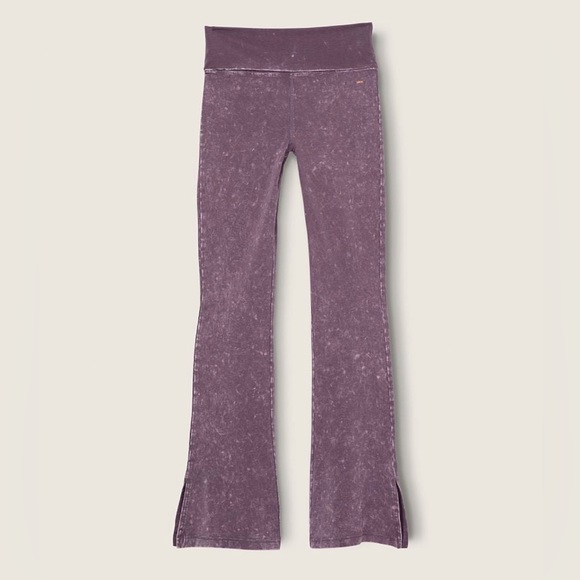 VS Pink NEW Cotton Foldover Flare Leggings And Dreamy Pink Henley Campus Tee NEW - Picture 4 of 15